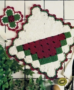 PRETTY Watermelon Placemat & Coaster/Crochet Pattern INSTRUCTIONS ONLY - Picture 1 of 1
