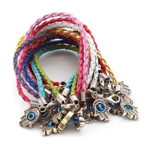 Abgeteilte Menge 50 HAMSA HÄNDE gegen den BÖSEN BLICK FARBIGER Kordel-Armband - Bild 1 von 11