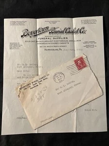 1925 Boyertown ATAÚD DE ENTIERRO Co. Suministros funerarios Carta Harrisburg Pennsylvania - Imagen 1 de 7