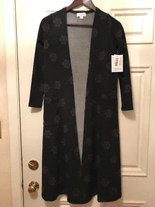 ❤️LULAROE BLACK SARAH ~ XS ~ w/ Faint Red & Grey Blocks ~ NWT Cardigan Sweater❤️ - Picture 1 of 5