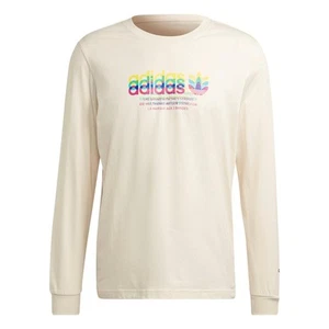 adidas ORIGINALS MEN'S HYPERREAL LONG SLEEVE T-SHIRT TEE TOP OFF WHITE RETRO NEW - Picture 1 of 6
