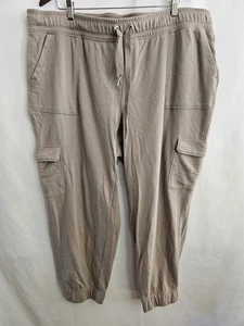Calvin Klein Performance Women’s Cargo Jogger Pants 3X Taupe Beige Drawstring - Picture 1 of 8
