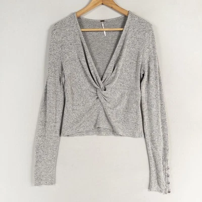 Free People 各类扭转上衣小号混色灰色长袖纽扣袖口 — 第 1/4 张图片