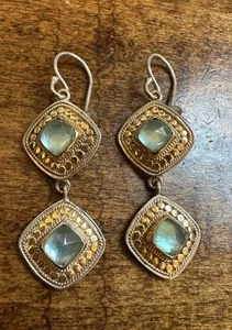 ANNA BECK Sterling Silver 925 Hanging Earrings Dot Design - Picture 1 of 6
