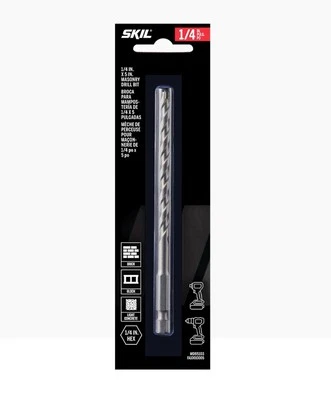 SKIL 1/4” In. x 5” In. Carbide Tip Masonry Drill Bit MDB5103 Brick Block Cement - Image 1 of 3