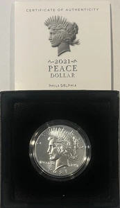 Moneda de dólar de la paz de plata de Estados Unidos 2021-P sin circular (OGP y certificado de autenticidad) - Imagen 1 de 5