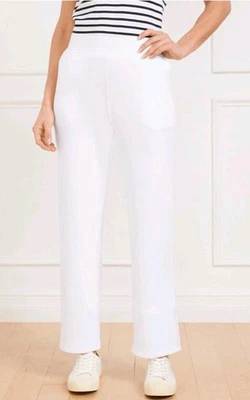 Talbots Women's White Seaside French Terry Straight Pull On Pants Sz M Petite - Image 1 of 4
