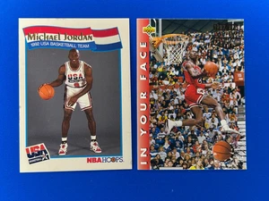 Michael Jordan 1992 Upper Deck #453 Slam Dunk + 1991 Hoops #55 Team USA Lot - Picture 1 of 4