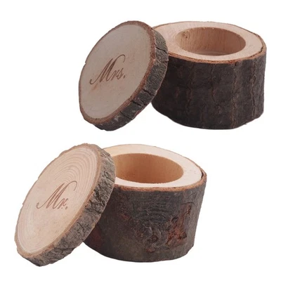 2Stk Mr & Mrs Shabby Chic Rustikale Hochzeit Ringkissen Inhaber-Box Aus Hol1864 - Bild 1 von 4