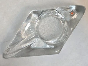 Vintage Blenko Mid Century MCM Clear Diamond Blown Glass Ash Tray Cigar Holder - Picture 1 of 13