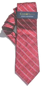 Sala Club NUEVO Rojas Rayas Cuadros Cuello Para Hombre Corbata Seda $55 T1253 - Imagen 1 de 2