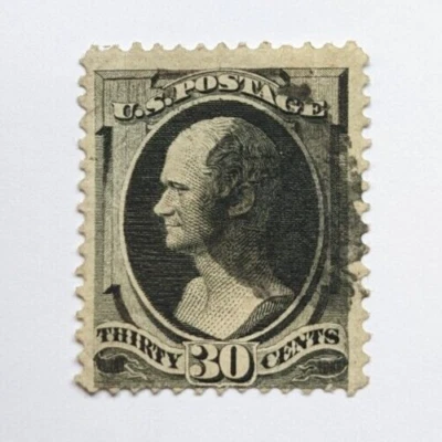 Estados Unidos . Scott's # 154.  Usado con pequeño fino. 30C A. Hamilton.  tienda de sellos de sal. Foto 1 de 2