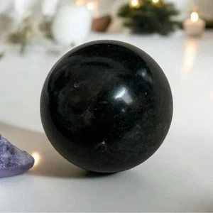 Bola de Meditación Esfera Cristal Ónix Negro SMUDGE con Bolsa de Terciopelo Verde - Imagen 1 de 9