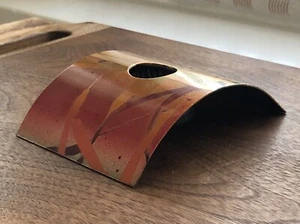 Vintage Handmade Enamel On Steel Ikebana Flower Vase Flower Arrangement Kensan - Picture 1 of 12