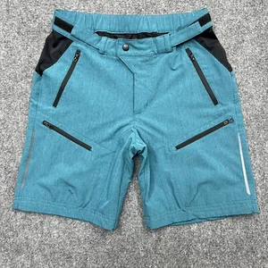 MTB Bike Riding Cycling Stretch Shorts Adult Cargo Zip Pockets Blue Teal Mens XS - Picture 1 of 10
