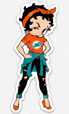 Miami DOLPHINS Betty Boop Retro MAGNET - NFL Miami Vice Premium Vinyl magnet Cover