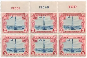 C11 1928 Beacon Plate Block 6 Mint Never Hinged OG Red TOP RT 19551 19548 XF Gem - Picture 1 of 2