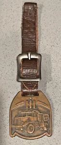 Vintage INTERNATIONAL HARVESTER Dump Truck Watch Fob w/ Leather Strap - Picture 1 of 4