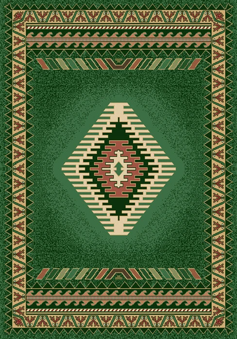 southwestern LODGE green CARPET 8x11 southwest AREA rug :Approx 7' 10" x 10' 10" - Image 1 of 1