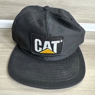 Винтажная кошачья шляпа гусеница нашивка черная без пены кепка дальнобойщика бейсболка сделано в США - Изображение 1 из 4