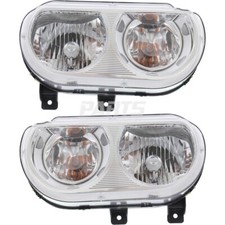 New Fits 2008-2014 Dodge Challenger Set Of 2 LH & RH Halogen Head Lamp Assembly