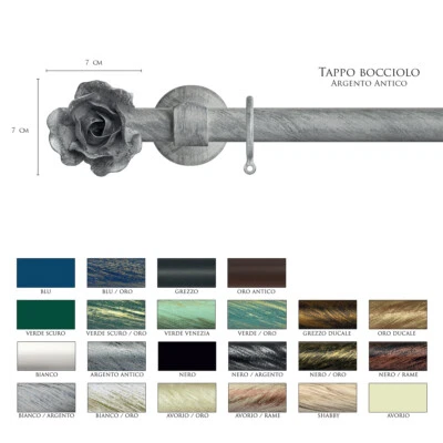 Scorritenda Corda Strappo Bastone Tenda Ferro Battuto Terminale BOCCIOLO Vami - Immagine 1 di 2