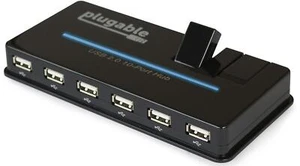 Plugable USB 2.0 10-Port High Speed Hub with Power Adapter and Two Flip-Up Ports - Picture 1 of 7