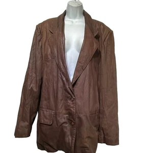 Vintage tutku show 70s Brown Boho Hippie leather jacket Size L - Picture 1 of 4