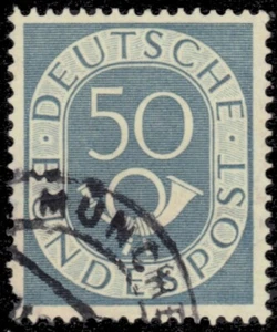 GERMANY 681 - Numeral and Post Horn "1952 Grey Blue" (pc15766) - Picture 1 of 1