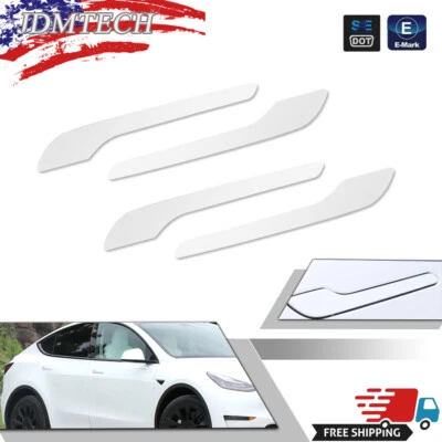 Adesivo adesivo 4 X para acessórios Tesla modelo 3 Y branco brilhante maçaneta da porta - Imagem 1 de 4