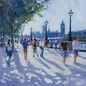 Shadows of London , Original painting by Alan Harris, acrylic painting, framed - Picture 1 of 6