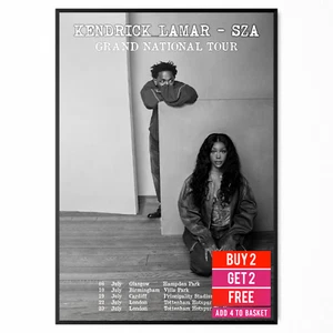 Kendrick Lamar SZA Music Poster Grand National Tour Poster For Fans A5 A4 A3 - Picture 1 of 9