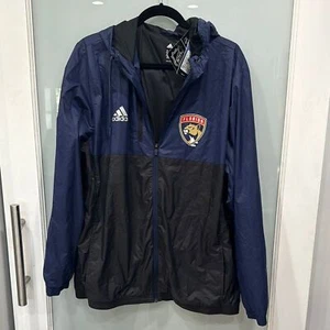 NWT Men's NHL Blue Florida Panthers Windbreaker Rain Jacket Zip Up Hoodie Sz XL - Picture 1 of 6