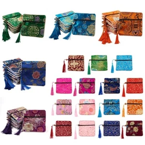 20x Cuadrado con Flor Brocado Chino Borla Cremallera Joyería Bolsa Regalo 11mm - Imagen 1 de 94