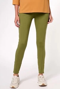 NWOT Denim & Co. Active Petite Duo Stretch Legging w Side Pocket In Green MP - Picture 1 of 3