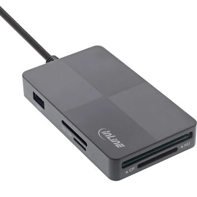 InLine® USB 3.2 Multi Cardreader Hub, SD/TF/MS/XD/CF, 3-Port USB-A, Dual - Bild 1 von 4
