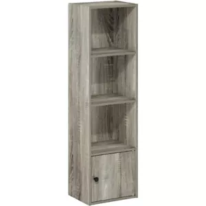 Furinno Luder Shelf Bookcase with 1 Door Storage Cabinet, French Oak - Picture 1 of 5