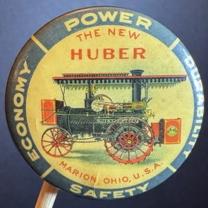 1896 The New Huber Marion Ohio Steam Engine 1.5" Pinback Button Whitehead & Hoag - Picture 1 of 2
