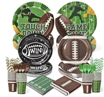 Juegos de vajilla y platos de fútbol americano de 300 piezas (sirve 50), fiesta de fútbol... Foto 1 de 4