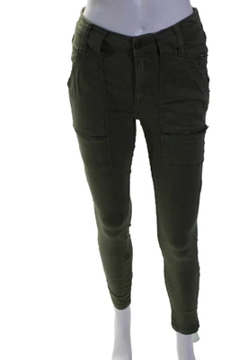 Pantalones de mezclilla Joie para mujer de algodón con cremallera detallada pierna ajustada abotonada verde talla 26 Foto 1 de 4