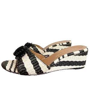 Kate Spade New York Sevilla Raffia Keilsandalen schwarz weiß Größe 10 - Bild 1 von 6