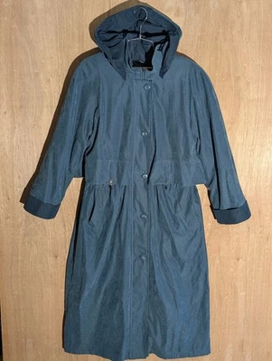 Fleet Street Trench Abrigo Mujer 18 Desmontable Capucha Botón Cremallera Completa Forrado Azul Foto 1 de 4