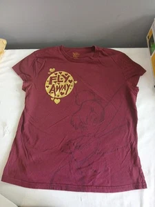 Disney Tinkerbell Fly Away Maroon Tee Shirt Junior Size XL (15-17) - Picture 1 of 18