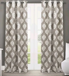 2 Gracewood Hollow Corine Medallion Pattern Blackout Curtain 52"W x 84" L. (Tan) - Picture 1 of 7