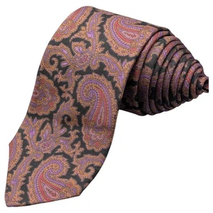 Cravatta gallo vintage uomo 57" seta viola rosa paisley foulard USA Italia anni 90 - Foto 1 di 12