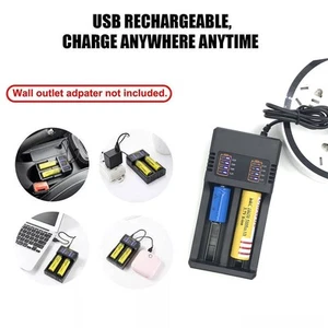Cargador Inteligente 18650 3.7V Batería Recargable Cargador Inteligente Universal EE. UU. - Imagen 1 de 14
