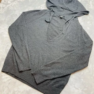 Sudadera con Capucha Banana Republic 100% Lana Merino Extra Fina Para Mujer M Gris Cuello en V - Imagen 1 de 10