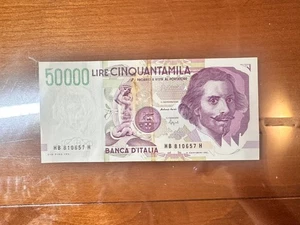 BANCONOTA LIRE 50000 BERNINI II TIPO 1992 LETTERA B conservazione BB/SPL SABAUDA - Picture 1 of 5