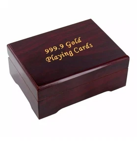 999.9 Gold Poker Playing Card Set With Certification Of Ownership In Wooden Box - Picture 1 of 5