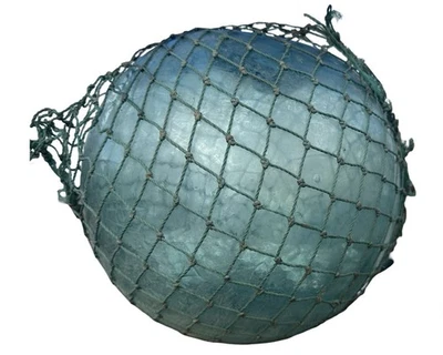 Lg. 11” Vintage JAPANESE Old OCEAN SALVAGE Nautical GLASS Fishing NET FLOAT BALL - Image 1 of 4